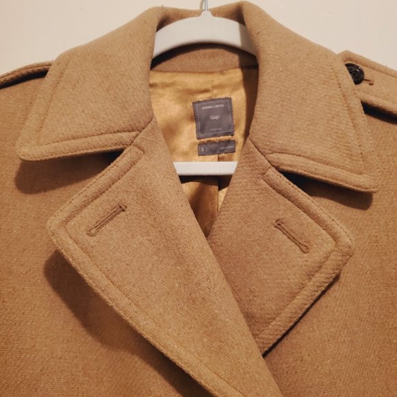 Gap Camel Wool Double Breasted Trench Coat Size Small - Picture 3 of 12